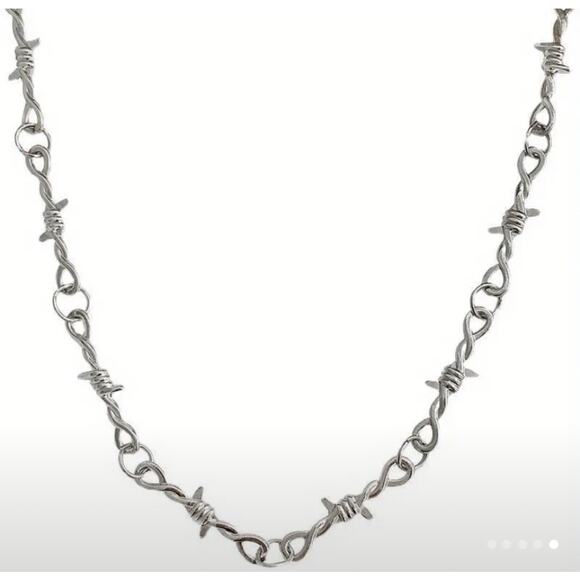Silver Punk Thorn Necklace Whimsygoth Brutalist Emo Punk NWT - Picture 2 of 4